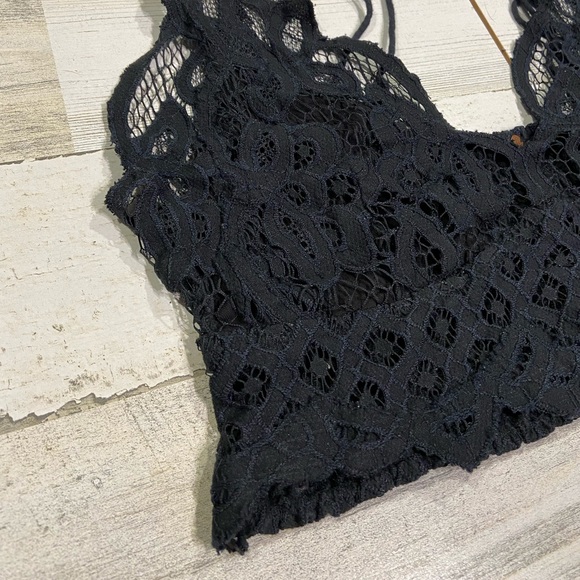 Free People Black Lace Strapy Adella Bralette Large - Picture 4 of 11